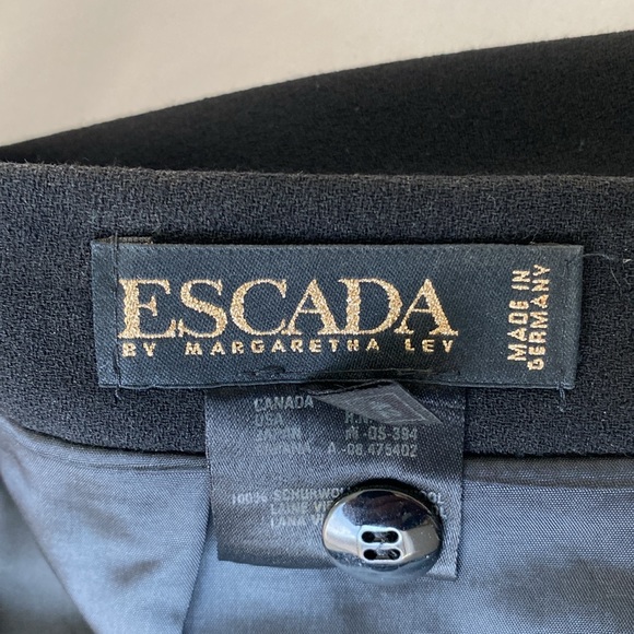 Vintage Escada Wool Kick-Pleat Skirt in Black - Size EU42 - Picture 5 of 9